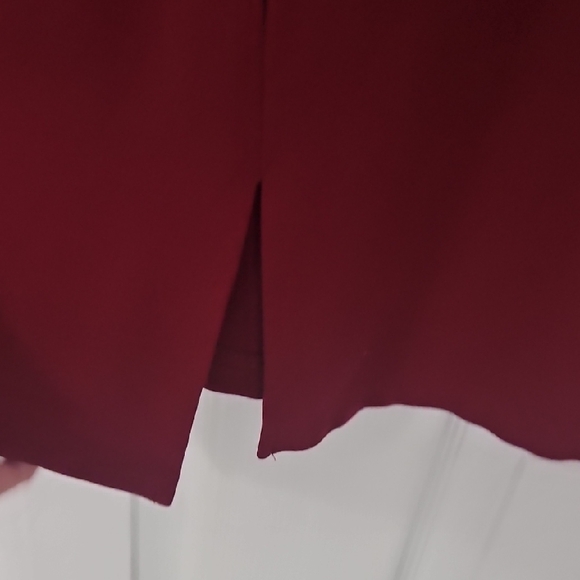 Belle Sky Burgundy Long Sleeve Mock Neck Sheath Dress - Picture 6 of 7